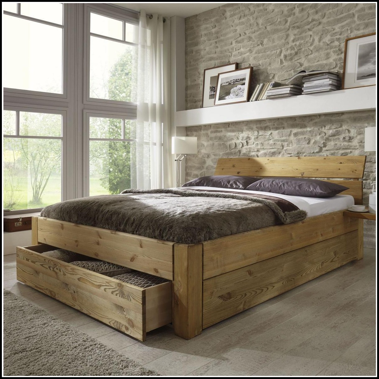 Bett 140x200 Holz Mit Schubladen