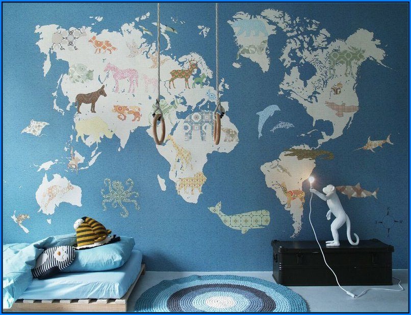 Kinderzimmer Tapete Junge Weltkarte