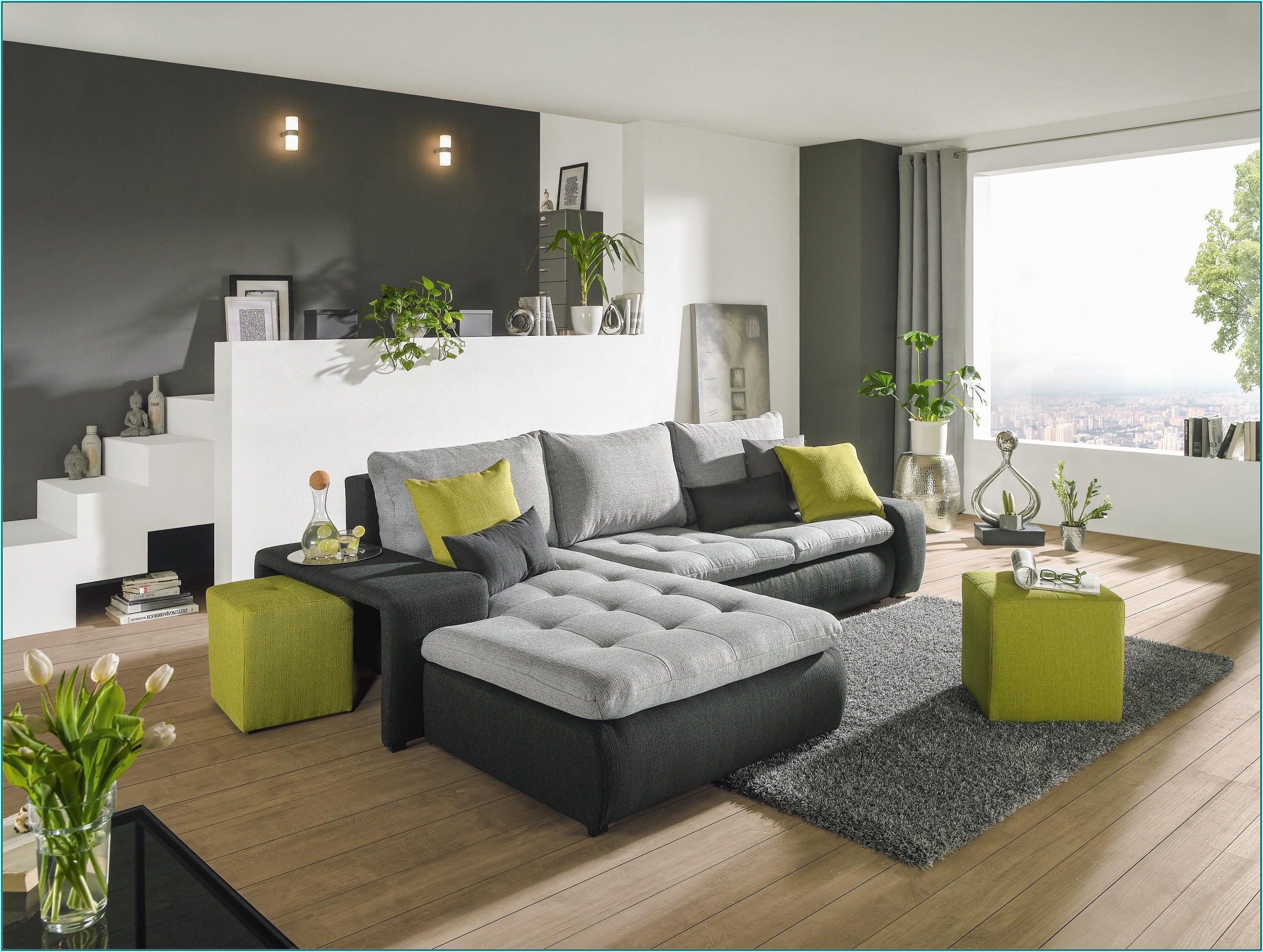 Wohnzimmer Ideen Grün Grau