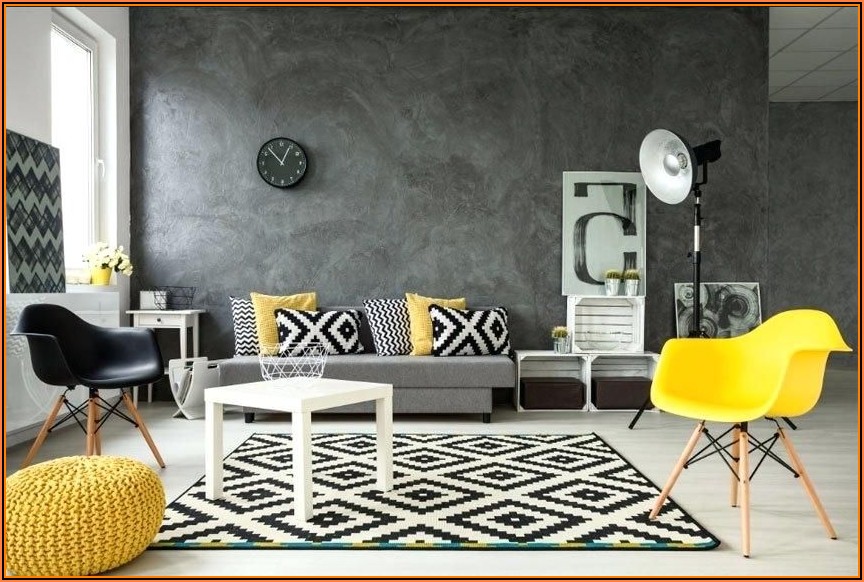 Wohnzimmer Ideen Grau Gelb