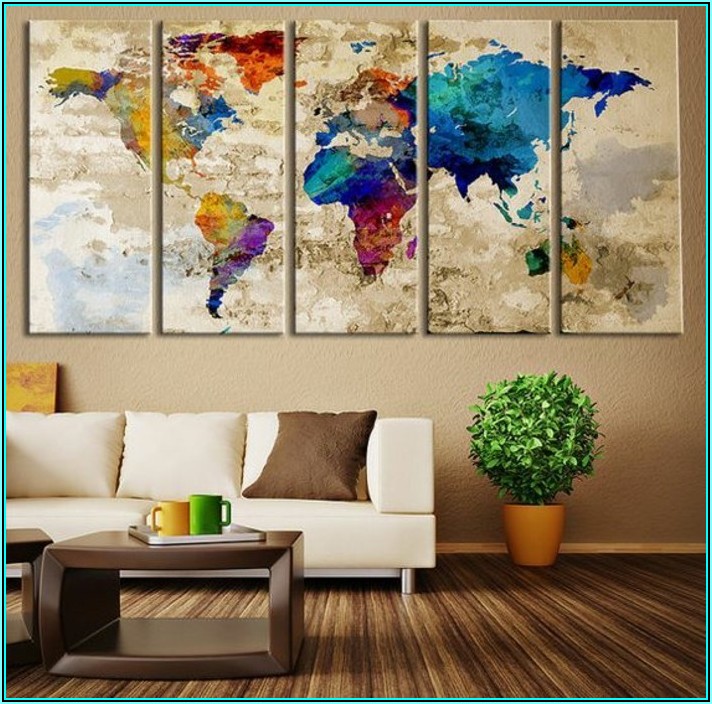 Weltkarte Bild Für Wohnzimmer