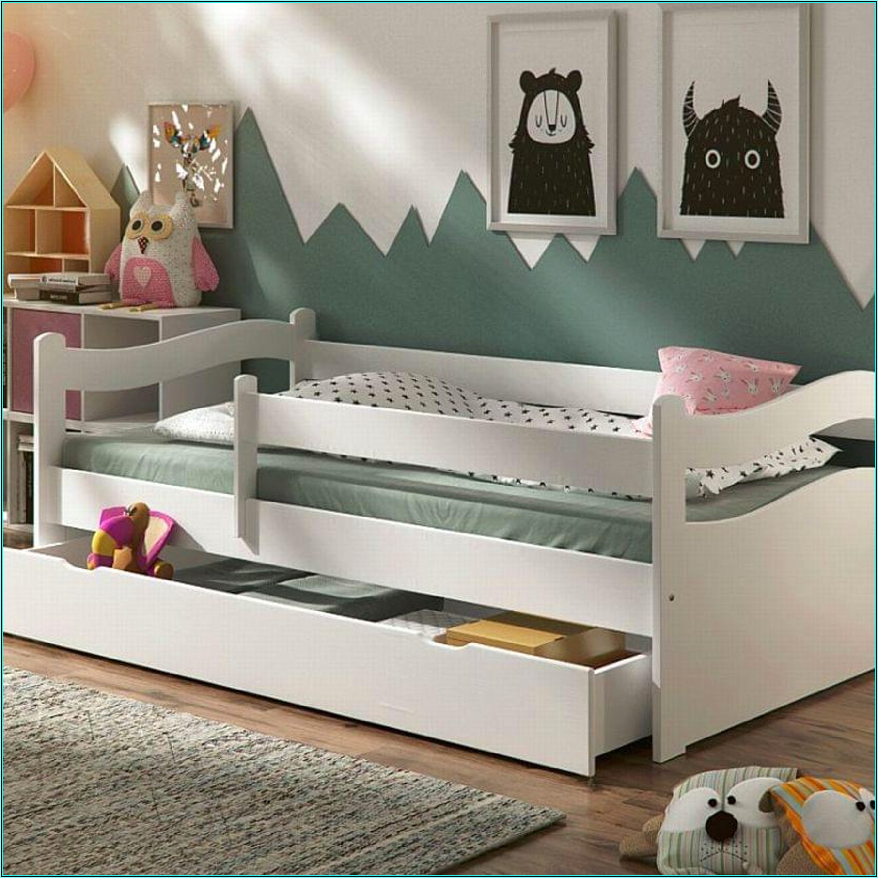 Kinderbett Jugendbett Kinderzimmer Abby 160x80cm + Schublade + Rollrost + Matratze