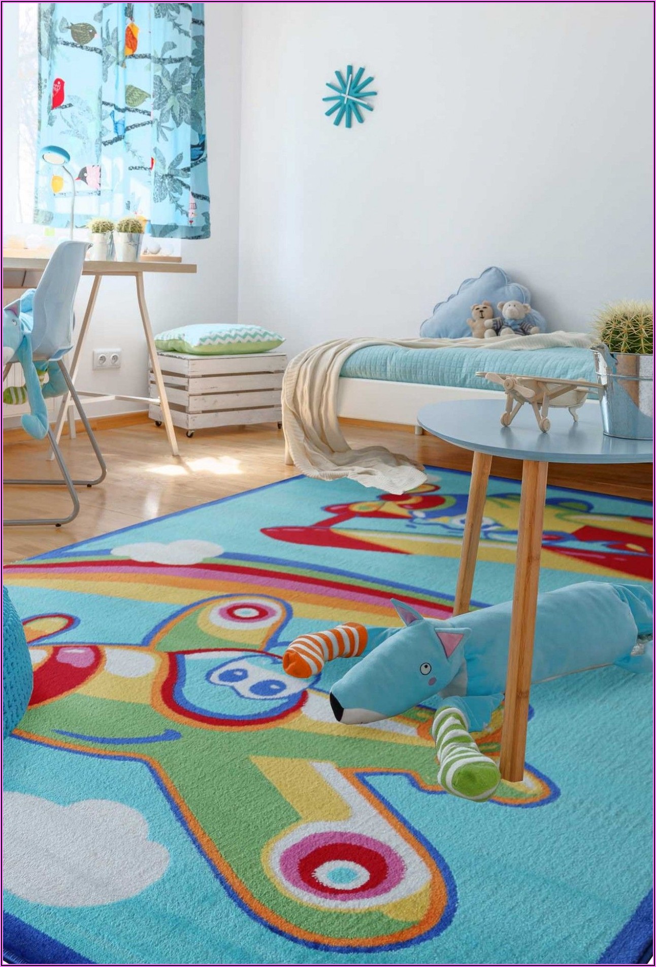 Kinderzimmer Teppich MÃ¤dchen Rosa Grau